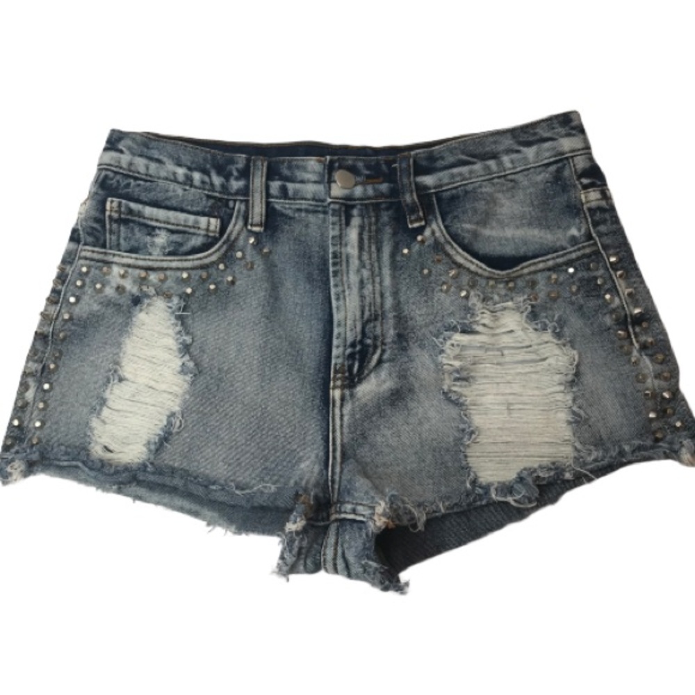 FOREVER 21 distress studded shorts size 27 blue